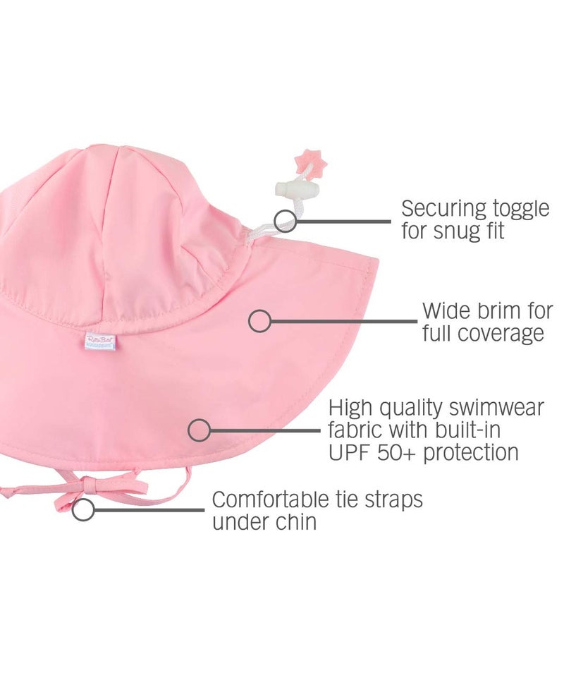 RuffleButtsÂ® Baby/Toddler Girls Baby/Toddler Sun Hat with UPF 50+ Sun Protection and Floppy Wide Brim - Pink, 2T-4T - Image 5